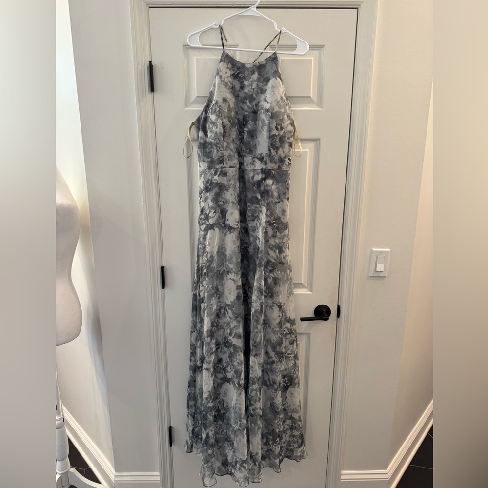 NWT Jenny Yoo Kayla Floral Blue Multi Chiffon Gown Bridesmaid Dress size 18